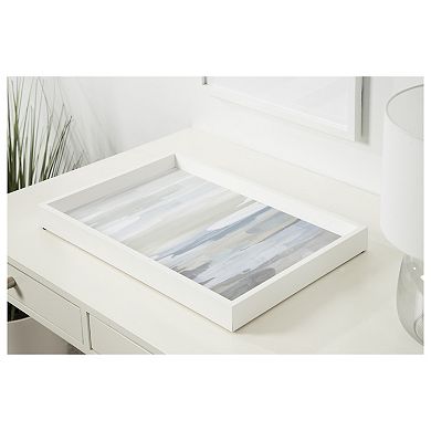 Decorative Wood Ottoman/Coffee Table Tray Featuring Intuition Blue and Tan