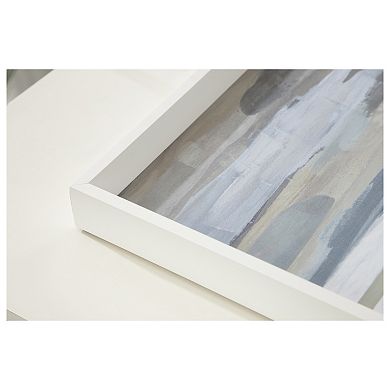 Decorative Wood Ottoman/Coffee Table Tray Featuring Intuition Blue and Tan