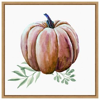 Pumpkin Watercolor by Amanti Art Portfolio Framed Canvas Wall Art Print