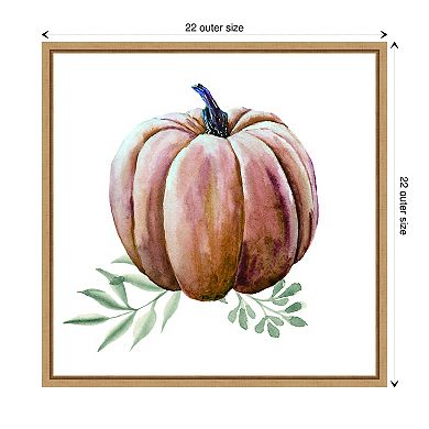 Pumpkin Watercolor by Amanti Art Portfolio Framed Canvas Wall Art Print
