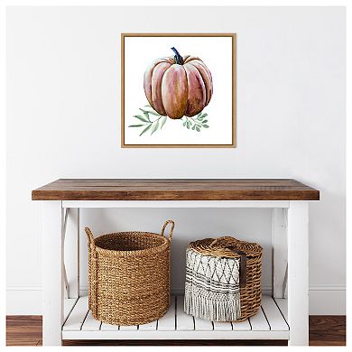 Pumpkin Watercolor by Amanti Art Portfolio Framed Canvas Wall Art Print