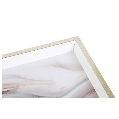 Decorative Wood Ottoman/Coffee Table Tray Featuring Marble Water