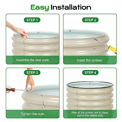 Aoodor Metal Raised Garden Bed Galvanized Outdoor Garden Planter Box Set of 2