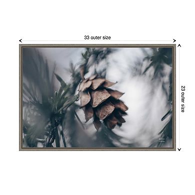 Tree with Pinecone Macro by Nathan Larson Framed Canvas Wall Art Print