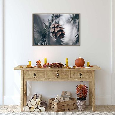 Tree with Pinecone Macro by Nathan Larson Framed Canvas Wall Art Print