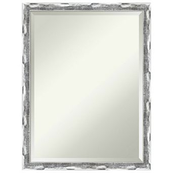 Scratched Wave Chrome Beveled Bathroom Wall Mirror