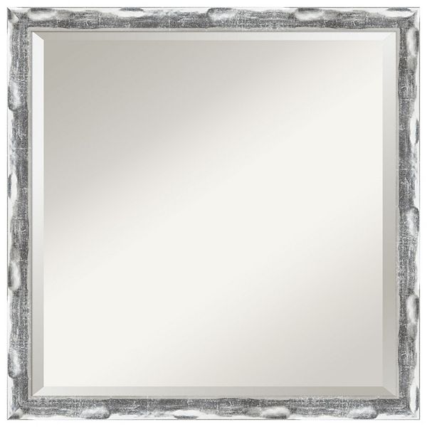Scratched Wave Chrome Beveled Bathroom Wall Mirror