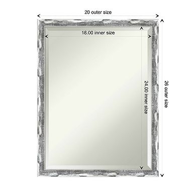 Scratched Wave Chrome Beveled Bathroom Wall Mirror