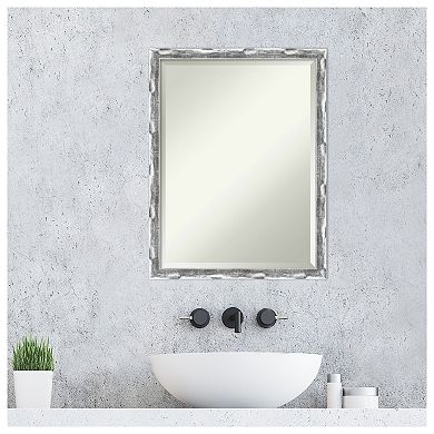 Scratched Wave Chrome Beveled Bathroom Wall Mirror