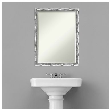 Scratched Wave Chrome Beveled Bathroom Wall Mirror