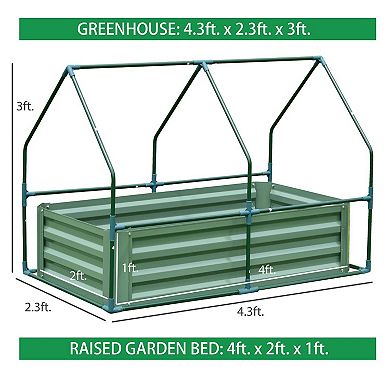 Aoodor 4 ft. x 2 ft. x 1ft. Raised Garden Metal Bed Mini Greenhouse Kit