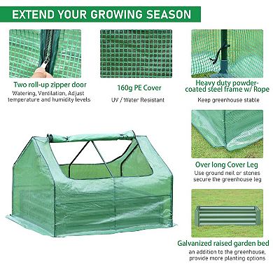 Aoodor 4 ft. x 2 ft. x 1ft. Raised Garden Metal Bed Mini Greenhouse Kit
