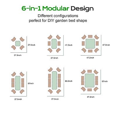 Aoodor 6-in-1 Modular Aluzinc Metal Raised Garden Bed - Olive Green (88.6''L x 27.5''W x 17''H)