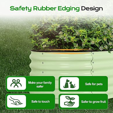 Aoodor 6-in-1 Modular Aluzinc Metal Raised Garden Bed - Olive Green (88.6''L x 27.5''W x 17''H)