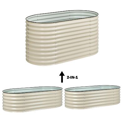 Aoodor 2 in 1 Modular Aluzinc Metal Raised Garden Bed - White (63''L x 32''W x 32''H)