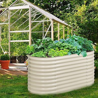 Aoodor 2 in 1 Modular Aluzinc Metal Raised Garden Bed - White (63''L x 32''W x 32''H)