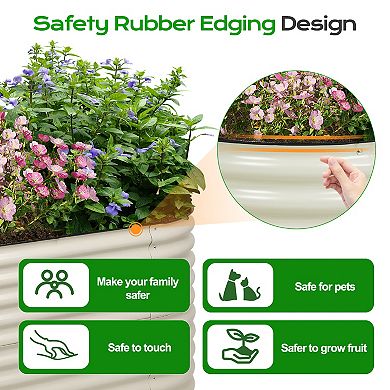 Aoodor 2 in 1 Modular Aluzinc Metal Raised Garden Bed - White (63''L x 32''W x 32''H)