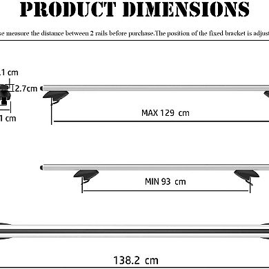 Tooenjoy 47'' Roof Rack Cross Bars - Adjustable Aluminum Cargo Bars
