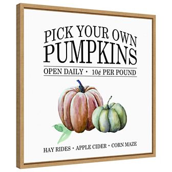 Pick Your Own Pumpkins by Amanti Art Portfolio Framed Canvas Wall Art Print