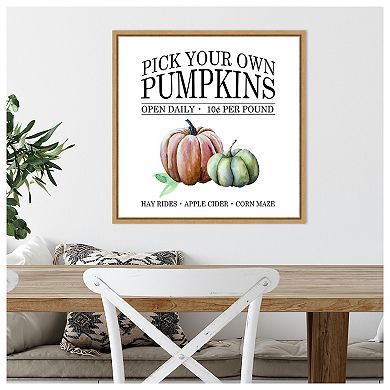 Pick Your Own Pumpkins by Amanti Art Portfolio Framed Canvas Wall Art Print