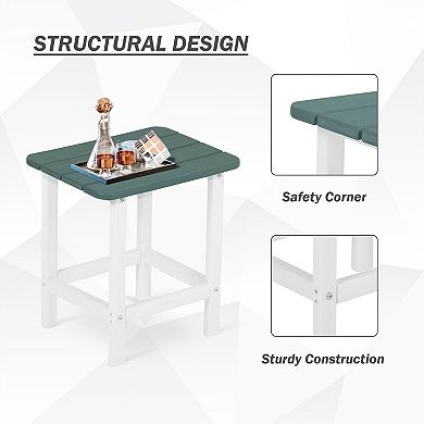 Aoodor Outdoor Side Table, Square Adirondack Patio End Table for Patio, Pool, Porch