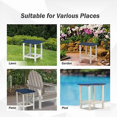 Aoodor Outdoor Side Table, Square Adirondack Patio End Table for Patio, Pool, Porch