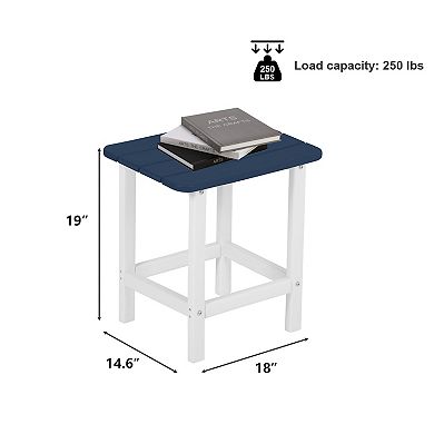 Aoodor Outdoor Side Table, Square Adirondack Patio End Table for Patio, Pool, Porch