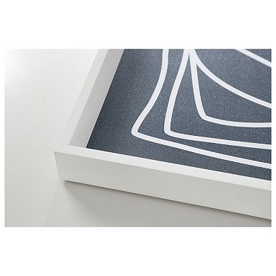 Decorative Wood Ottoman/Coffee Table Tray Featuring Lines in Blue