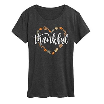 Women's Thankful Leaf Heart Graphic Tee