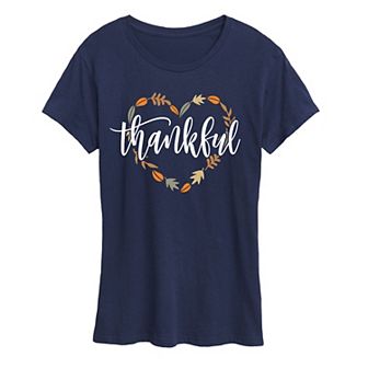 Women's Thankful Leaf Heart Graphic Tee