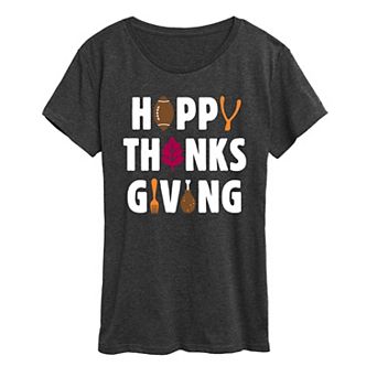 Women's Happy Thanksgiving Icons Graphic Tee