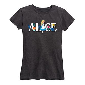 Disney's Alice in Wonderland Women's Alice Name Florals Graphic Tee