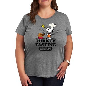 Plus Peanuts Snoopy and Woodstock Turkey Tasting Crew Graphic Tee