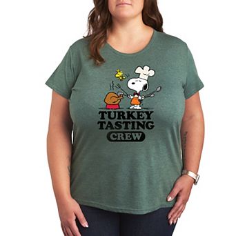 Plus Peanuts Snoopy and Woodstock Turkey Tasting Crew Graphic Tee