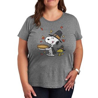 Plus Peanuts Snoopy and Woodstock Thanksgiving Scene Graphic Tee
