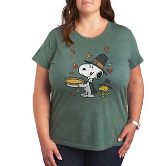 Plus Peanuts Snoopy and Woodstock Thanksgiving Scene Graphic Tee