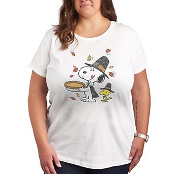 Plus Peanuts Snoopy and Woodstock Thanksgiving Scene Graphic Tee