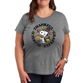 Plus Peanuts Snoopy and Woodstock Thankful Graphic Tee
