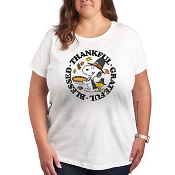 Plus Peanuts Snoopy and Woodstock Thankful Graphic Tee