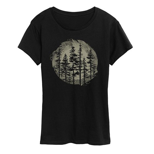 Women's Watercolor Pine Trees Graphic Tee