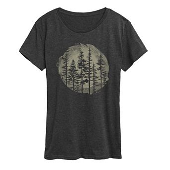 Women's Watercolor Pine Trees Graphic Tee