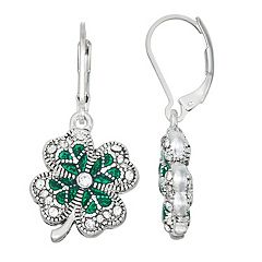 Famdecor Shamrock Earrings Studs St Patricks Day Earrings for Women  Rhinestone Green Heart Leaf Earring for Women St Patricks Day Decor