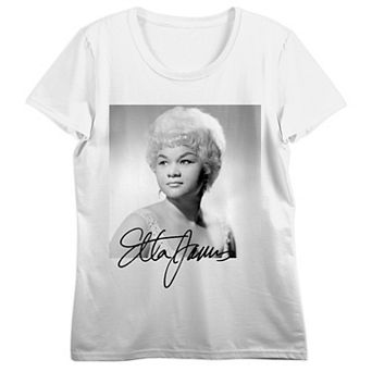 Juniors' Etta James Black & White Graphic Tee