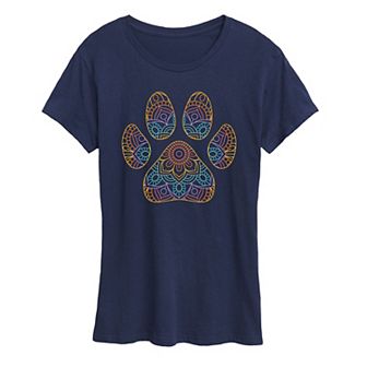 Women's Rainbow Paw Print Graphic Tee