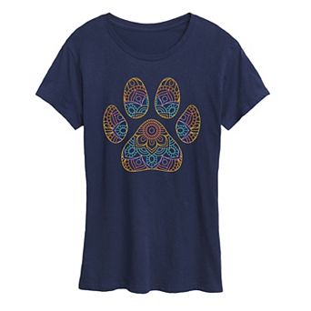 Women's Rainbow Paw Print Graphic Tee