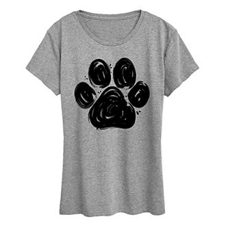 Women's Brushstroke Paw Print Graphic Tee