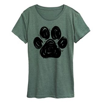 Women's Brushstroke Paw Print Graphic Tee