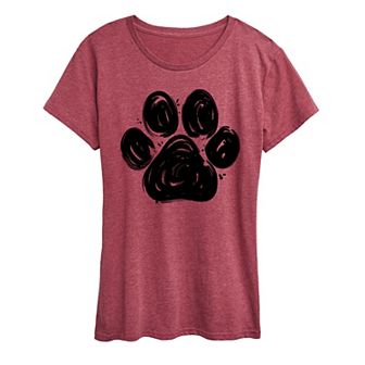 Women's Brushstroke Paw Print Graphic Tee