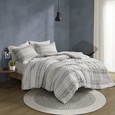 Urban Habitat Cillian Striped Clipped Jacquard Duvet Cover Set