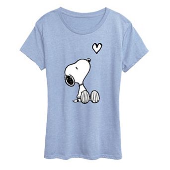 Women's Peanuts White Snoopy Heart Graphic Tee